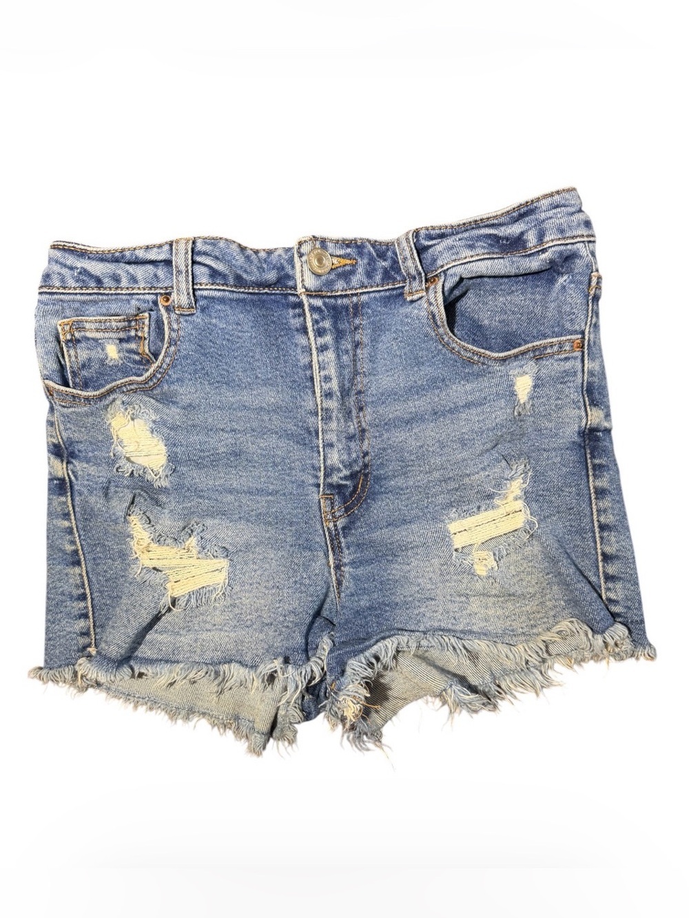 Wax Jean Light Blue Distressed Denim Shorts size Lg